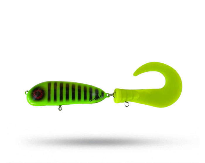 Brunnberg Lures BB Tail Shallow - Hot Chartreuse Tiger Stripes i gruppen Fiskedrag / Tailbeten hos Örebro Fiske & Outdoor AB (BB Shallow Hot Char Tiger)